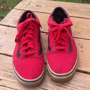 Red and Black Old Skool Skate Vans, Gumshoe Shoes
